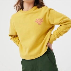 Outdoor Voices Love Without OV Cropped Yellow Sweatshirt - Size Large
